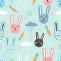 Seamless pattern with hares