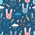 Seamless pattern with hares