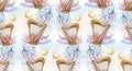 Seamless Pattern of Harps and Clouds Royalty Free Stock Photo