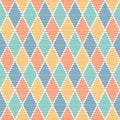 Seamless pattern with hatched diamonds. Argyle wallpaper. Rhombuses and lozenges motif. Repeated geometric figures Royalty Free Stock Photo