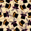 Seamless pattern, hats with ears of a hare.