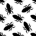 Seamless pattern with head human louse. Pediculus humanus capitis . hand-drawn head human louse . Vector Royalty Free Stock Photo