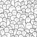 Seamless pattern, heads of cartoon cats. Engraving vector