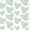 Seamless pattern of a heart of a eucalyptus branches.