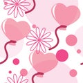 Seamless pattern with heart-shaped balloons Royalty Free Stock Photo