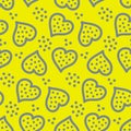 Seamless pattern, heart symbol of love, yellow background, vector for textiles, wallpaper and wrapping paper Royalty Free Stock Photo