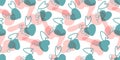 Seamless pattern with hearts. Background for Valentine`s Day. Romantic seamless pattern. Falling in love and romance. Bright