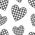 Seamless pattern hearts black and white vector illustration Royalty Free Stock Photo