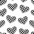 Seamless pattern hearts black and white vector illustration Royalty Free Stock Photo