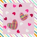 Seamless pattern with hearts. Bright picture of love. Print Diagonal pattern stripe and heart. Vector illustration