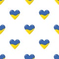 Seamless pattern with hearts, colors of the Ukrainian flag. Glory to Ukraine