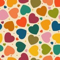 Seamless pattern with hearts of different colors. Vector graphics