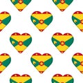 Seamless pattern from the hearts with flag of Grenada. Royalty Free Stock Photo