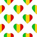 Seamless pattern from the hearts with flag Republic of Mali. Royalty Free Stock Photo