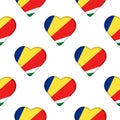 Seamless pattern from the hearts with flag of Republic of Seychelles.