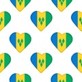 Seamless pattern from the hearts with flag of Saint Vincent and