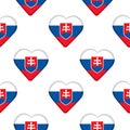 Seamless pattern from the hearts with flag of Slovakia Royalty Free Stock Photo