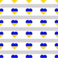 Seamless pattern from the hearts with flag of Ukraine. Royalty Free Stock Photo