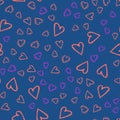 Seamless pattern with hearts. Hand drawn style. Trendy colors. Vector illustration for wrapping paper, textile print, background Royalty Free Stock Photo