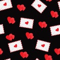 Seamless pattern from hearts and the letter