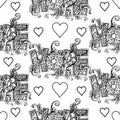 Seamless pattern with hearts and letters hope. Royalty Free Stock Photo