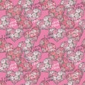 Seamless pattern with hearts made of red rose