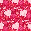 Seamless pattern with hearts in patchwork style in pink tones. Design for Valentine\'s Day Royalty Free Stock Photo