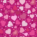 Seamless pattern with hearts in patchwork style. Valentine\'s Day Royalty Free Stock Photo