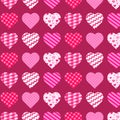 Seamless pattern with hearts in patchwork style Royalty Free Stock Photo