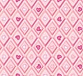Seamless pattern: hearts and pink diamonds
