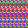 Seamless pattern of hearts rainbow. Psychedelic. Optical illusion