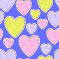 Seamless pattern of hearts with sequins glitter effect pearls Royalty Free Stock Photo