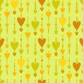 Seamless pattern. Hearts striped background.