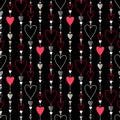 Seamless pattern. Hearts striped background. Royalty Free Stock Photo