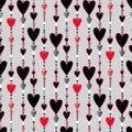 Seamless pattern. Hearts striped background. Royalty Free Stock Photo