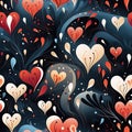 seamless pattern with hearts texture on black background for holiday wrapping paper for valentine's day gift Royalty Free Stock Photo