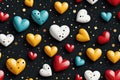 seamless pattern with hearts texture on black background for holiday wrapping paper for valentine's day gift Royalty Free Stock Photo