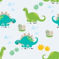 Seamless pattern herbivora dino family Royalty Free Stock Photo