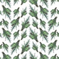 Seamless pattern Herbs. Hand painted watercolor. Handmade fresh food design elements isolated Royalty Free Stock Photo