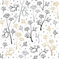 Seamless pattern with herbs on white background. Beautiful print