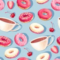 Seamless pattern with high detail glazed donuts Royalty Free Stock Photo