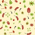 Seamless pattern Hohloma-red green Royalty Free Stock Photo