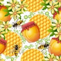 Seamless pattern with honey jar Royalty Free Stock Photo