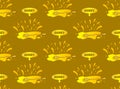 Seamless pattern Honey spot, splash with wooden spoon and message with text Honey.