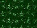 Seamless pattern with hookah on a green background, for wrapping paper, wallpaper, wall mural, textile. Royalty Free Stock Photo