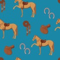 Seamless pattern horse and gear Royalty Free Stock Photo