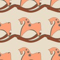 Seamless pattern with horse rocking toy