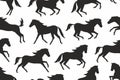 Seamless pattern with horses silhouettes Royalty Free Stock Photo