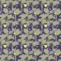 Seamless pattern hosta funkia flower