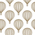 Seamless pattern with hot air balloon isolated on white - Vector background for Your design Royalty Free Stock Photo